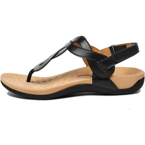 Women's Orthopedic Thong Sandals Arch Support T Strap Flat Comfort Shoes - Picture 2 of 7